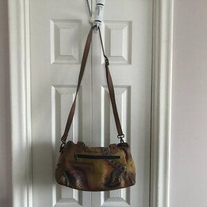 Anuschka Handpainted Leather Satchel w/ Detachable Strap